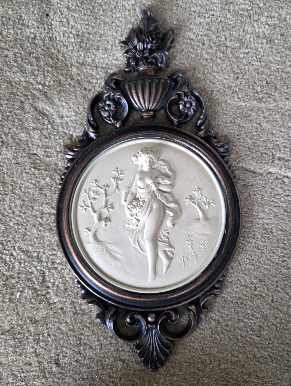 Vintage | 1970s | Coppercraft Guild Goddess Cameo Wall Hanging | Guc